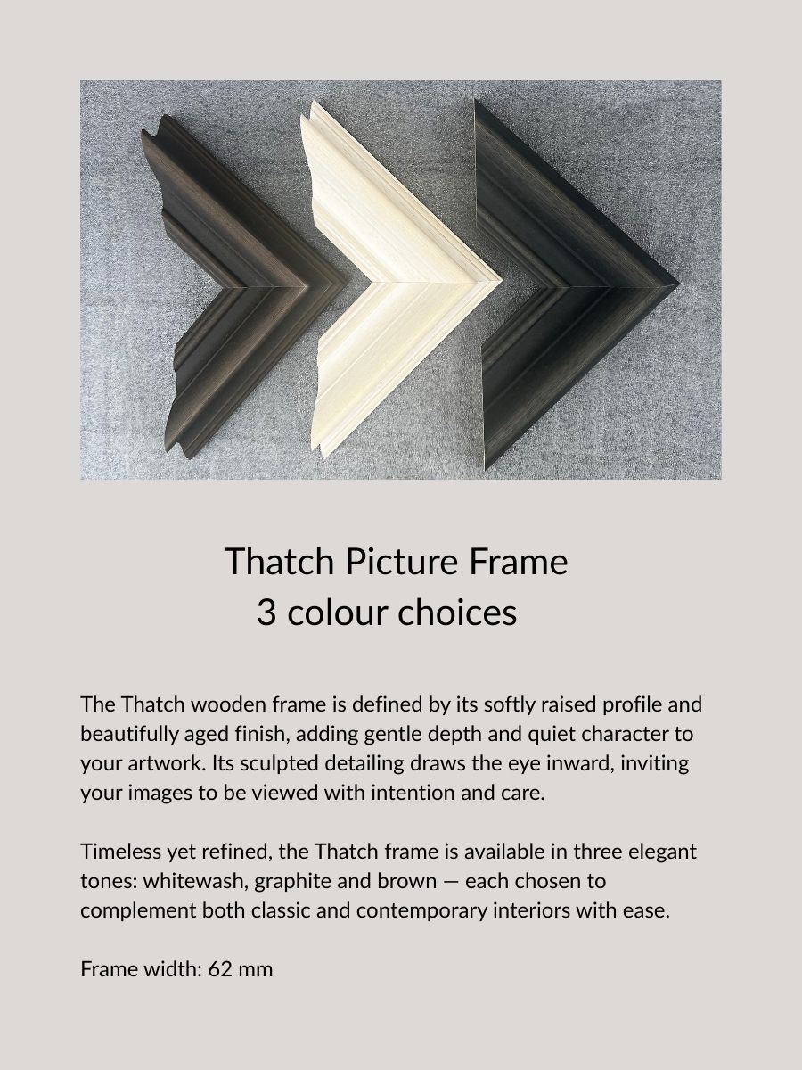 Thatch wooden picture frame corner samples in whitewash, graphite and brown finishes, handcrafted wall art options for Essex maternity and newborn photography clients.